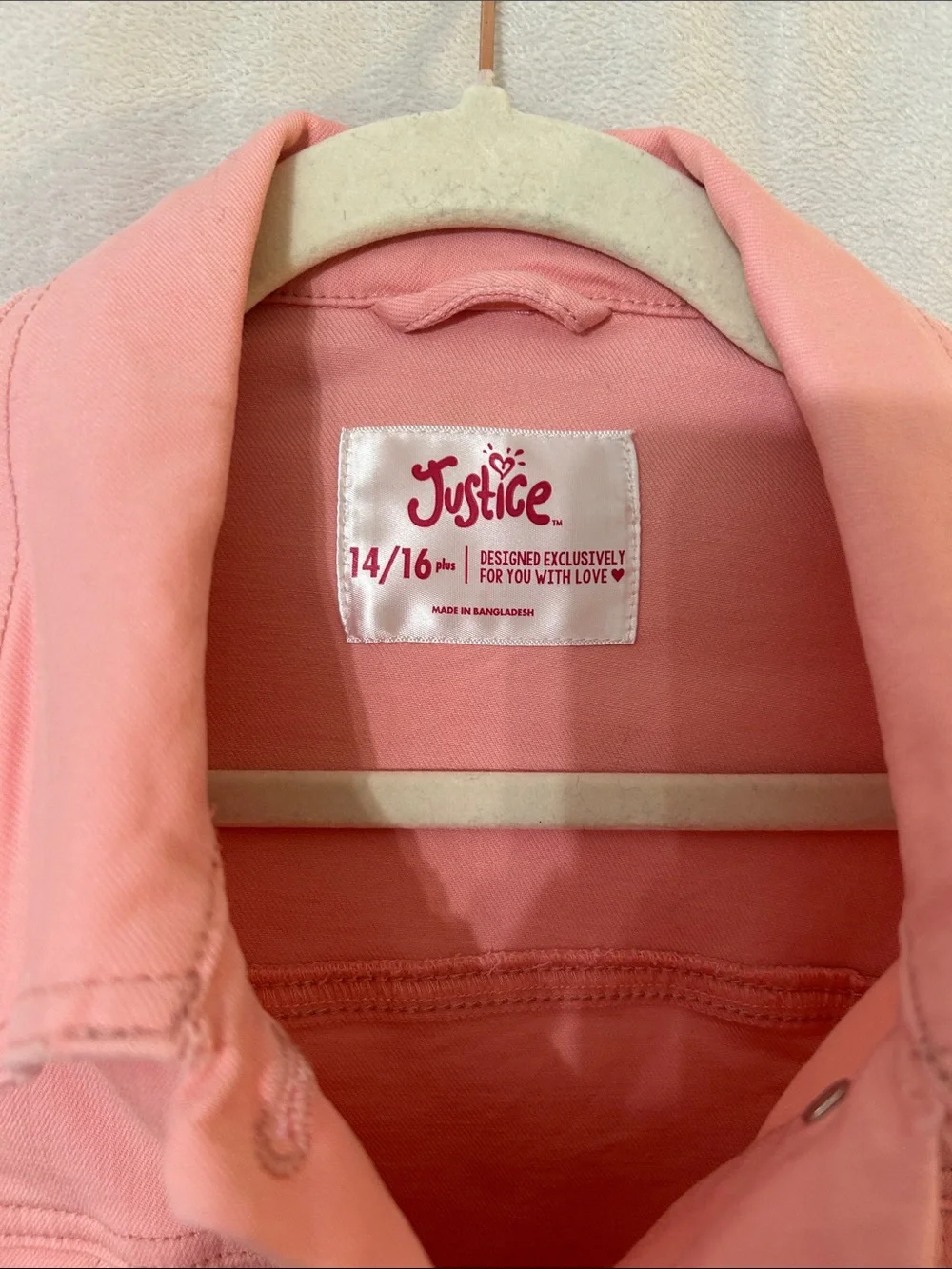 Justice Light Pink Cropped Jean Jacket